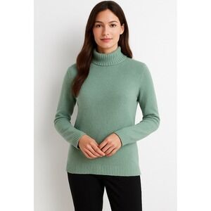 J Jill Womens Sage Green Pullover Sweater Knit Mock Neck Long Sleeve Size M Tall